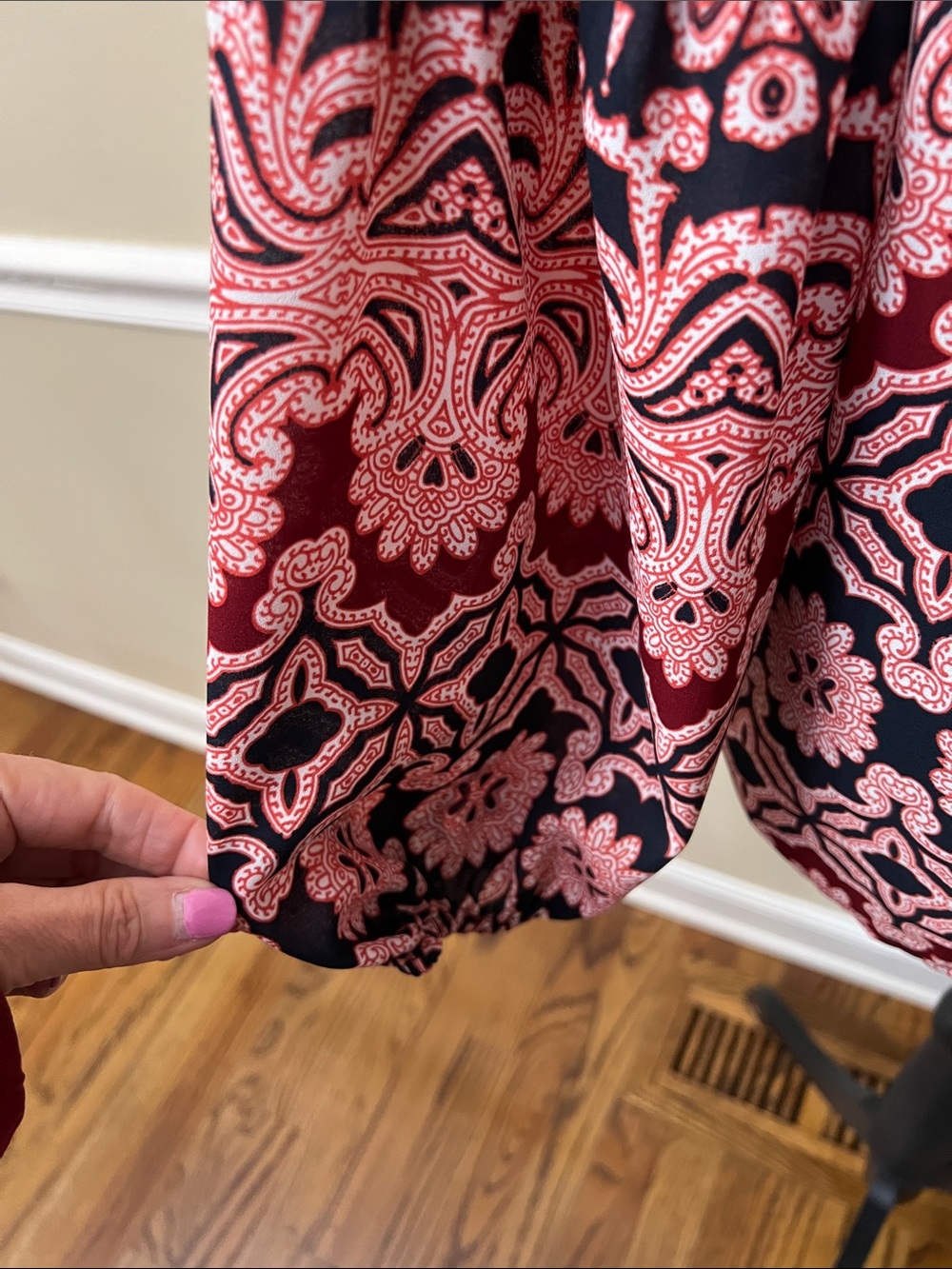 The Limited Burgundy & Pink Printed Ruffle Neck Blouse - Picture 8 of 10